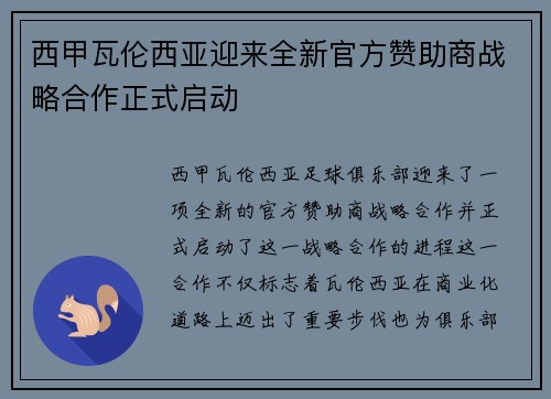 西甲瓦伦西亚迎来全新官方赞助商战略合作正式启动