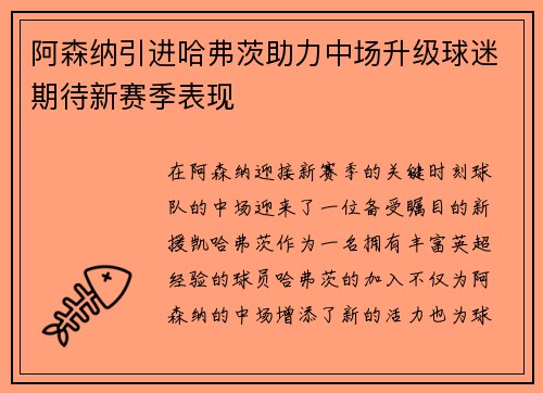 阿森纳引进哈弗茨助力中场升级球迷期待新赛季表现 阿森纳引进哈弗茨助力中场升级球迷期待新赛季表现